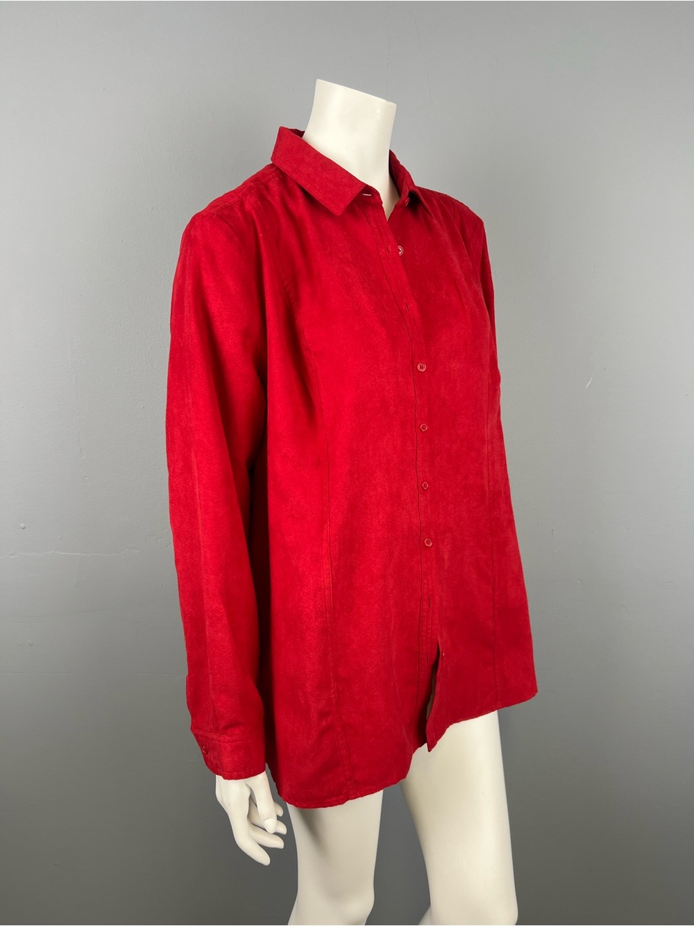 Northern Reflections Faux Suede Classic Red Button-Front Women's Jacket